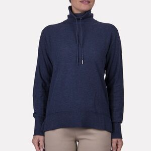KJUS Dark Blue Drawstring Mock/Turtle Neck Hi-Low Cashmere Blend Kessy Sweater